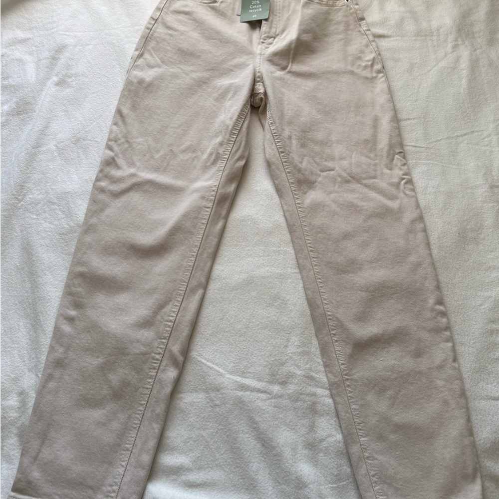 H&M Women's Light Beige Straight Leg Jeans